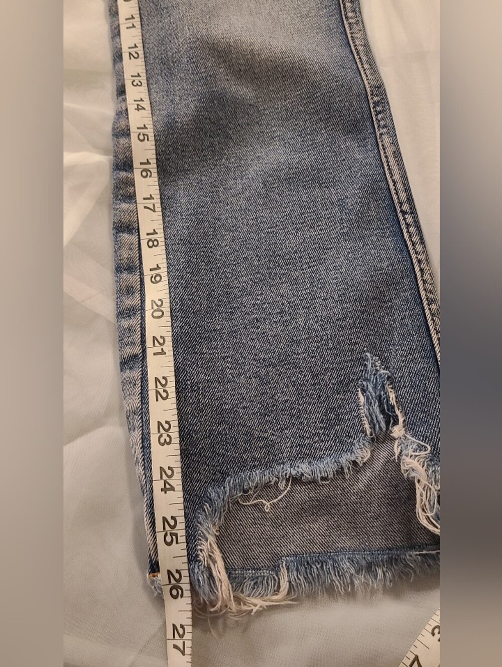 Good American Good Curve Women's Deconstructed Hem Blue Straight Leg Jeans, 29/8 - Picture 5 of 10